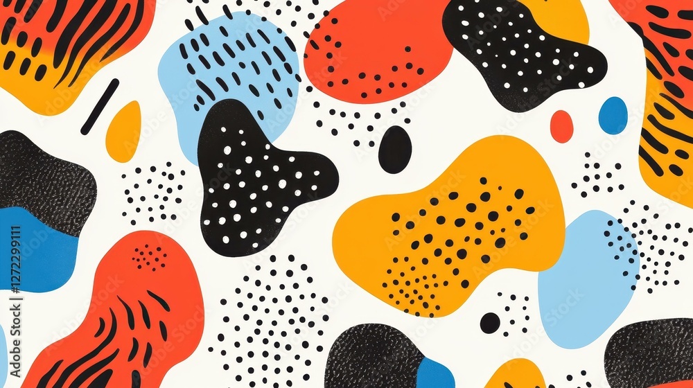 Bright, handdrawn geometric patterns create a fun and trendy abstract collage bursting with color and texture. Bright, handdrawn geometric patterns create a fun and trendy abstract collage bursting with color and texture.