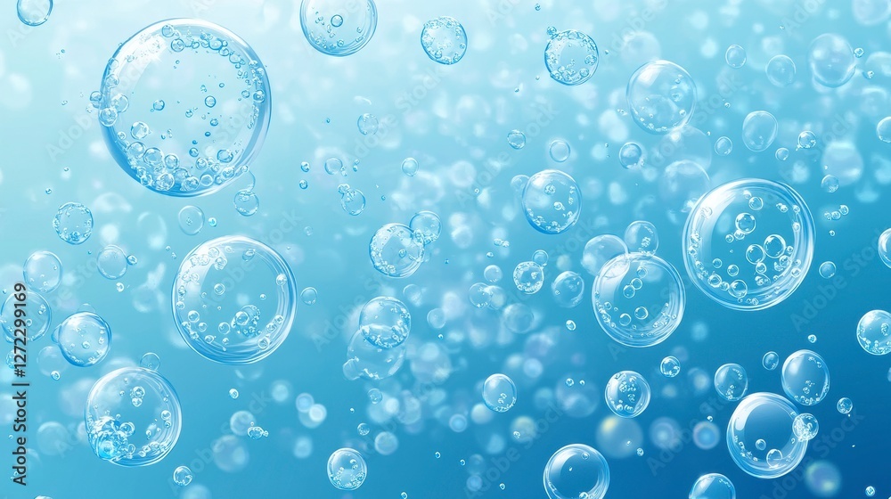 Abstract graphic of floating bubbles in light blue