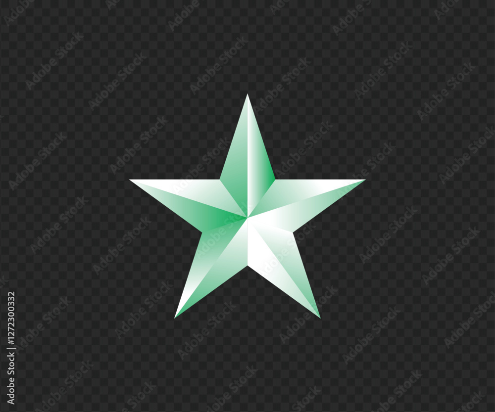 Obraz premium Green and white star vector isolated. Silver sparkle luxury design element isolated