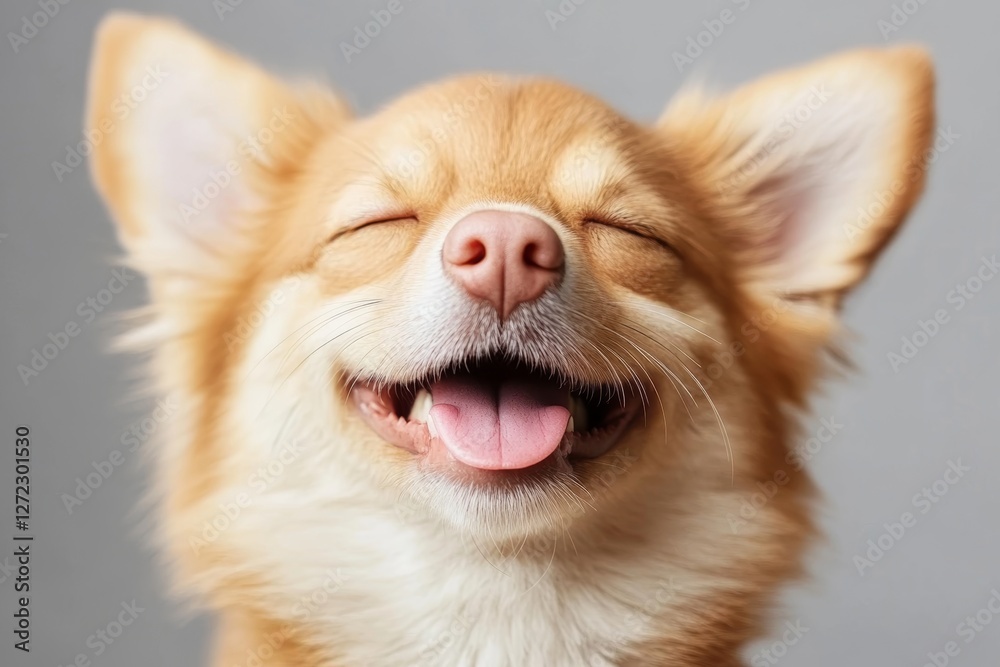 Obraz premium Dog with a big smile on its face and its tongue out