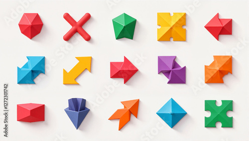 Geometric direction signs in bold colors, modern design concept Free Download Geometric direction signs in bold colors, modern design concept - GFXLoad