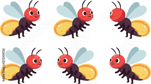 Cute cartoon bee with vibrant colors in flat design vector art