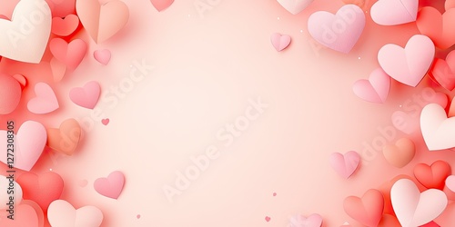 Pink Hearts Frame Romantic Background Design