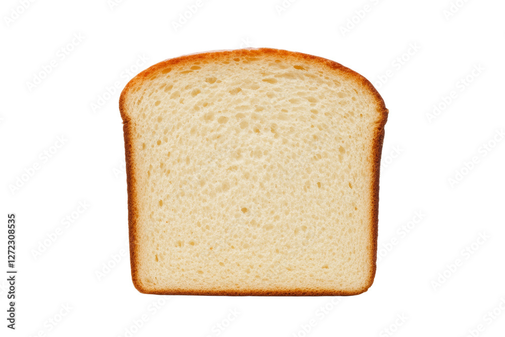Slice of white bread is shown on a white background, isolated Slice of white bread is shown on a white background, isolated