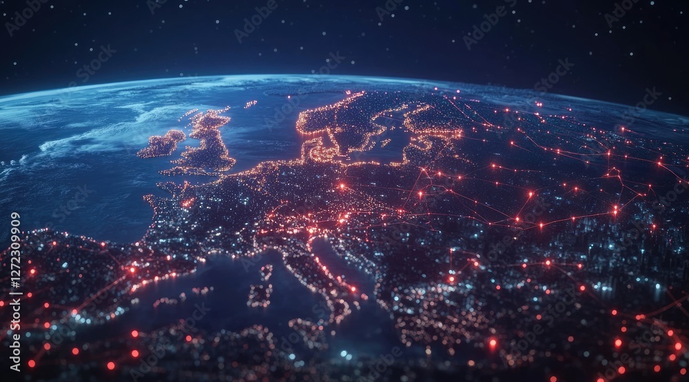 European Network Illuminated Earth View European Network Illuminated Earth View