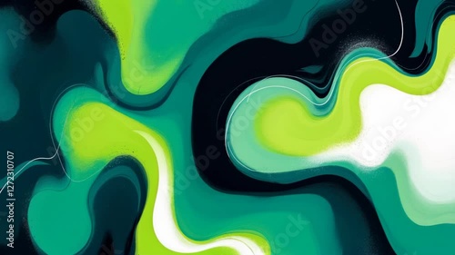 Abstract Green and Teal Swirls: A Vibrant Digital Painting