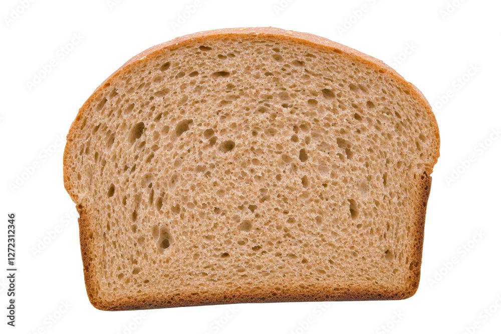 Slice of bread is shown on a white background, isolated Slice of bread is shown on a white background, isolated
