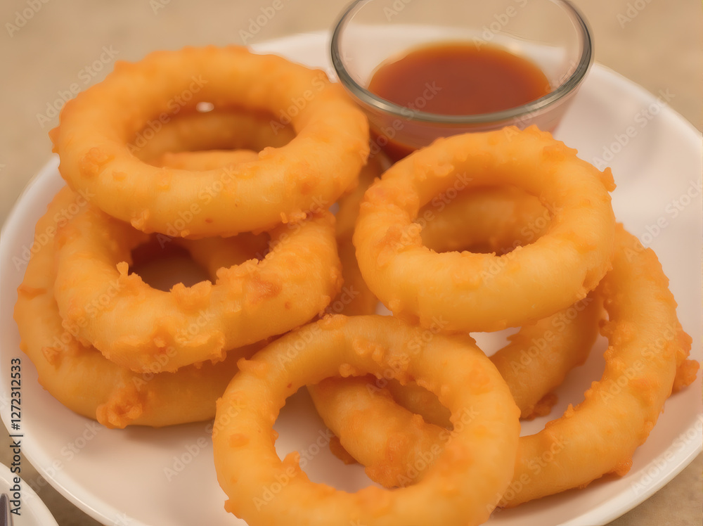 Crispy Fried Onion Rings with Dipping Sauce Crispy Fried Onion Rings with Dipping Sauce