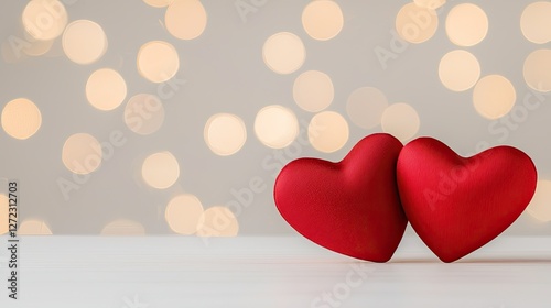 Two Red Hearts Against A Bokeh Background