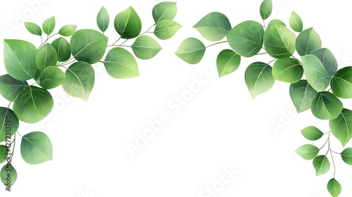 Watercolor Greenery Frame Lush Green Leaves Border