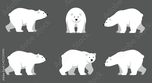 Polar bear character progression in flat design vector illustration