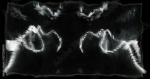 In shades of grey abstract texture created with Gradient flow and 3D structure imitate the movement of liquid or wind. Vibrant colors, volumetric waves and digital noise create a sense of depth and dy