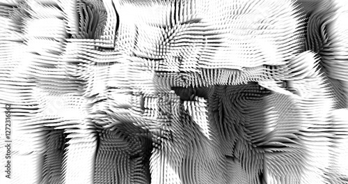 In shades of grey abstract texture created with Gradient flow and 3D structure imitate the movement of liquid or wind. Vibrant colors, volumetric waves and digital noise create a sense of depth and dy