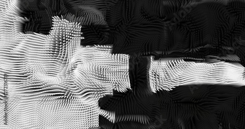 In shades of grey abstract texture created with Gradient flow and 3D structure imitate the movement of liquid or wind. Vibrant colors, volumetric waves and digital noise create a sense of depth and dy