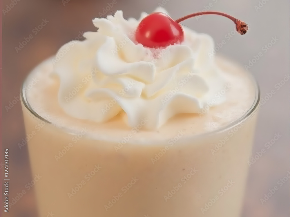 Creamy Milkshake with Whipped Cream and Cherry Creamy Milkshake with Whipped Cream and Cherry