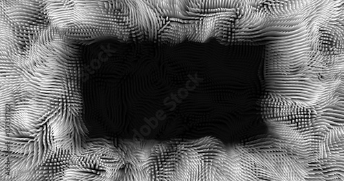In shades of grey abstract texture created with Gradient flow and 3D structure imitate the movement of liquid or wind. Vibrant colors, volumetric waves and digital noise create a sense of depth and dy