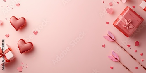 Pink Valentines Day Decor Presents Hearts Arrows