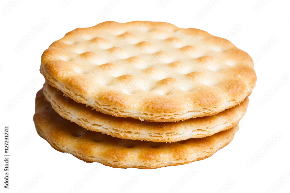 Three stacked up biscuits with a white background, isolated Three stacked up biscuits with a white background, isolated