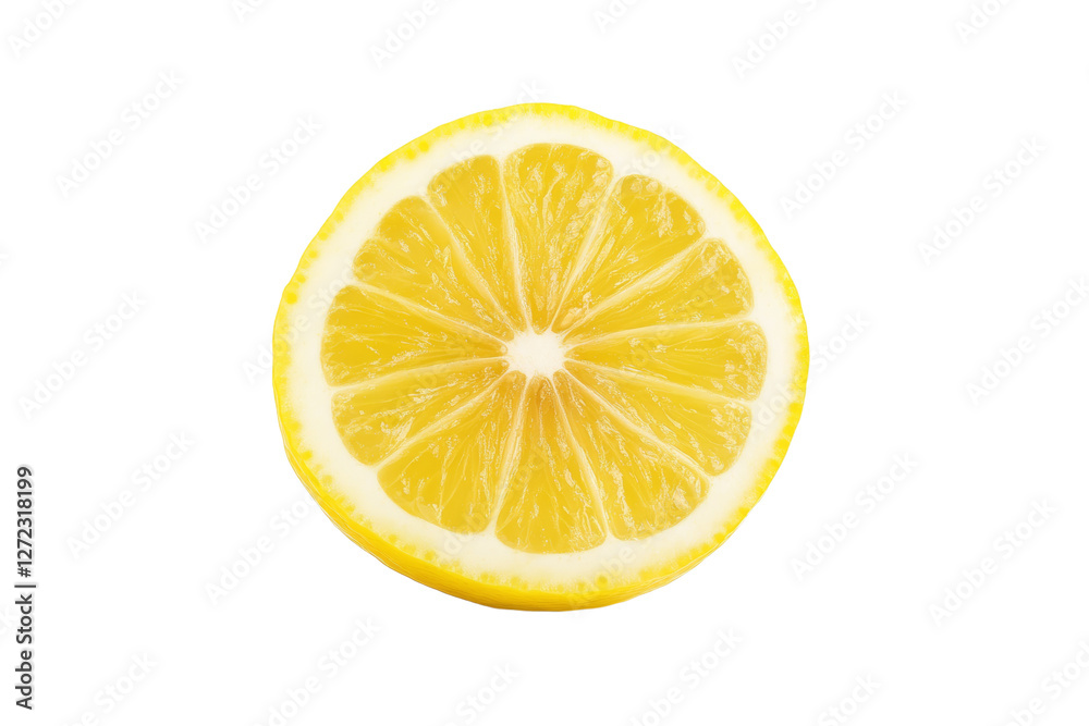 Lemon is sliced in half and the inside is shown, isolated Lemon is sliced in half and the inside is shown, isolated