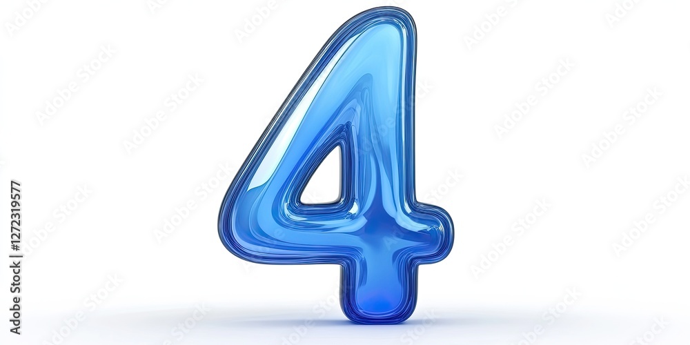 Shiny Blue Number Four Digit Illustration Shiny Blue Number Four Digit Illustration
