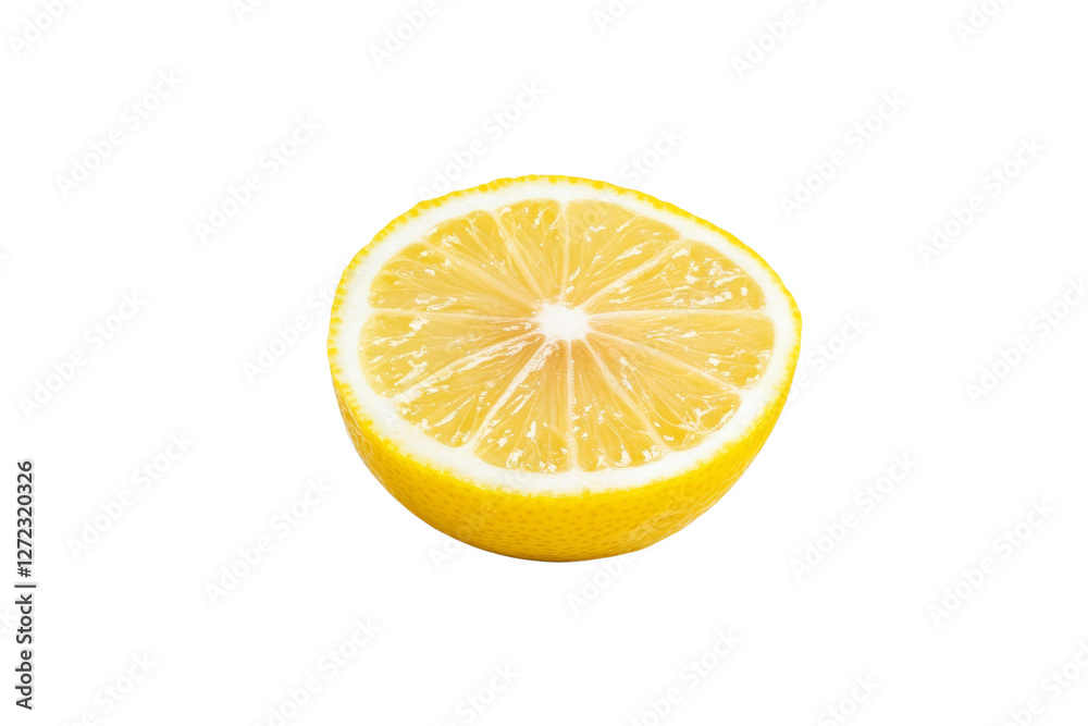 Lemon is cut in half and the inside is shown, isolated Lemon is cut in half and the inside is shown, isolated