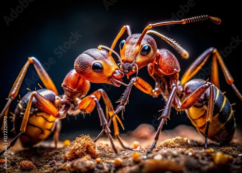 Low Light Macro Photography: Ant Grooming Insect Detail photo