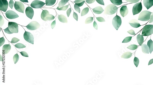 Watercolor Greenery Frame Delicate Leaves Border Design