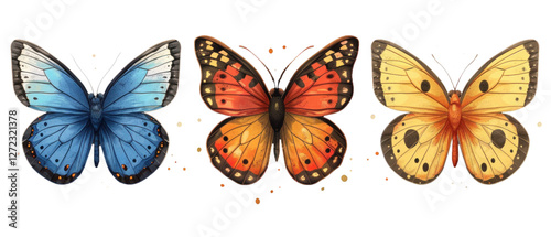 Wallpaper Mural Colorful butterflies in vibrant hues of blue, orange, and yellow, showcasing intricate patterns and details Torontodigital.ca