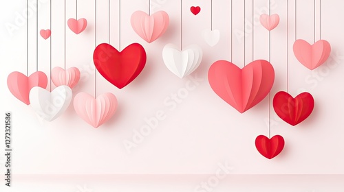 Hanging Paper Hearts Valentine Decoration photo