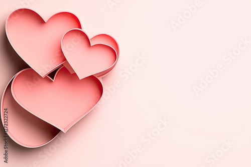 Pink Heart Shaped Boxes Arranged on Pink Background