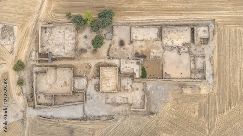 Exploring ancient ruins desert landscape aerial photography remote location bird's eye view historical significance