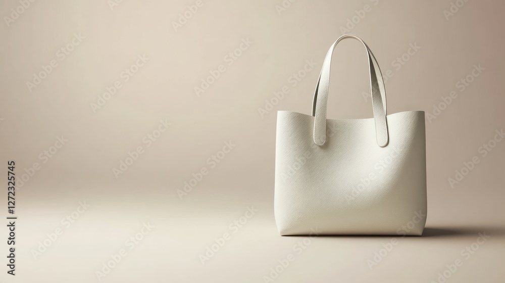 Cream-colored tote bag, simple and elegant design, against a neutral backdrop. Cream-colored tote bag, simple and elegant design, against a neutral backdrop.