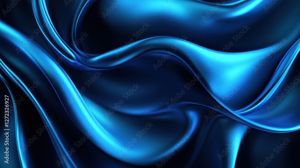 Obraz premium Abstract Blue Silk Fabric Draped Swirls