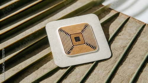 A compact highly flexible chip embedded in an adhesive skin patch capable of measuring metabolic rates and activity levels designed to be worn discreetly under clothing. photo