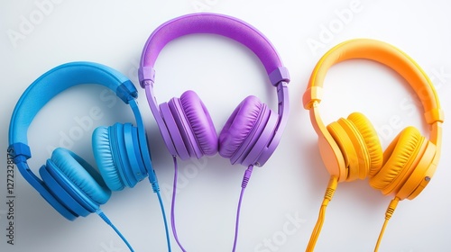 Colorful headphones, studio, audio, listening