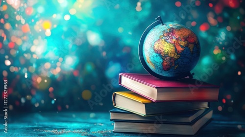 Global Education: Books and Globe on a Table