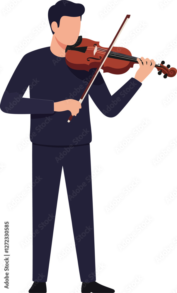 Musician playing violin in flat design style vector art Musician playing violin in flat design style vector art
