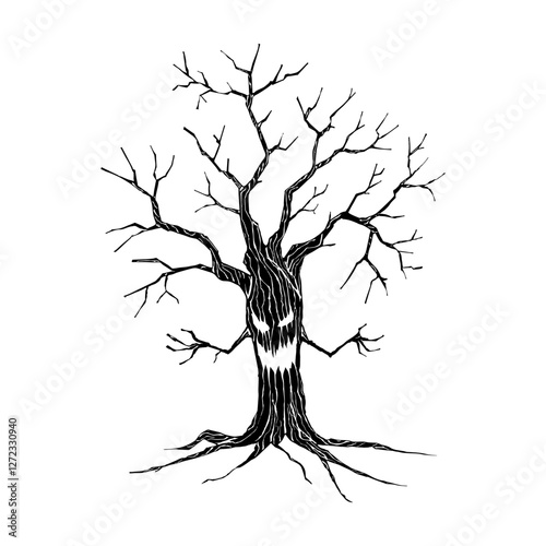 A spooky Halloween tree Vector illustration