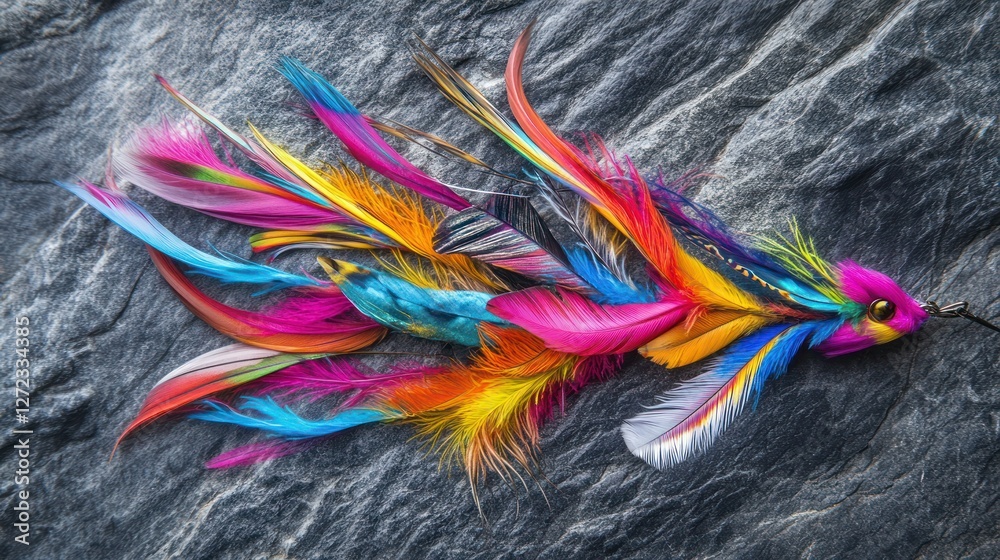 custom made wallpaper toronto digitalColorful feather lure on stone