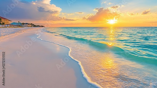 Serene Sunset Over Coastal Beach Houses