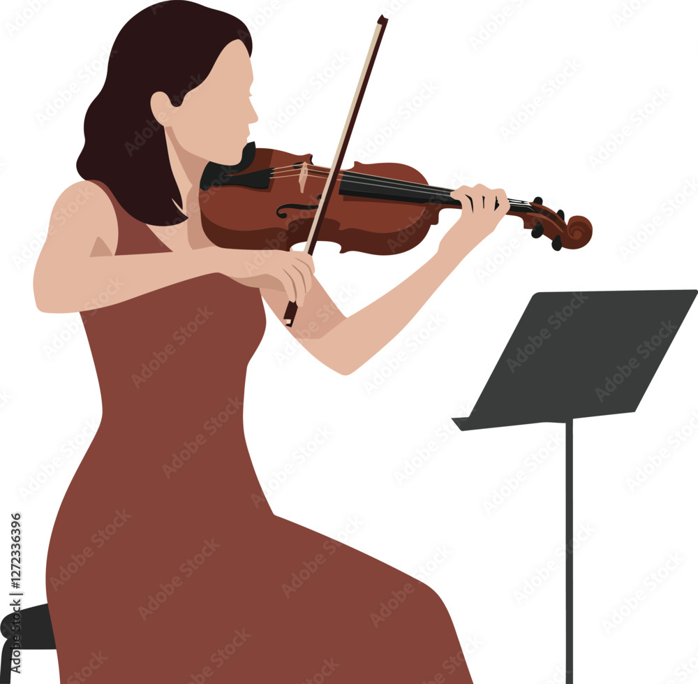 Violinist playing music in a minimal design style vector illustration Violinist playing music in a minimal design style vector illustration