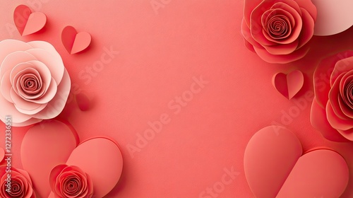 Paper Roses and Hearts Valentines Day Design
