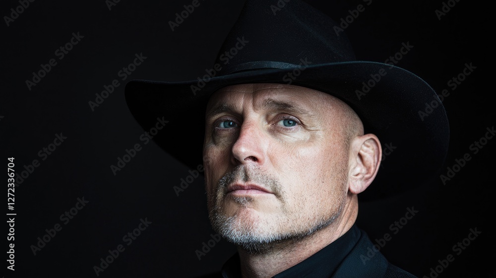 Close-up portrait of a man wearing a cowboy hat Close-up portrait of a man wearing a cowboy hat