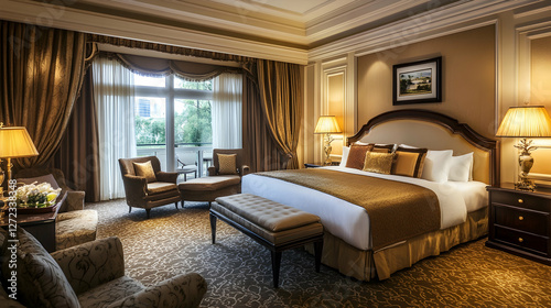 Luxury hotel room interior featuring premium furnishings and a refined design