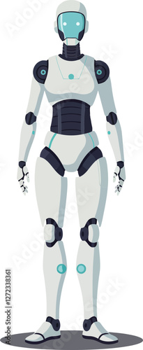 Futuristic humanoid robot design in minimal style showcasing advanced technology vector art