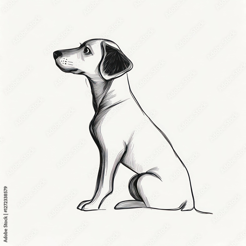Fototapeta premium Minimalist Dog Line Art Illustration