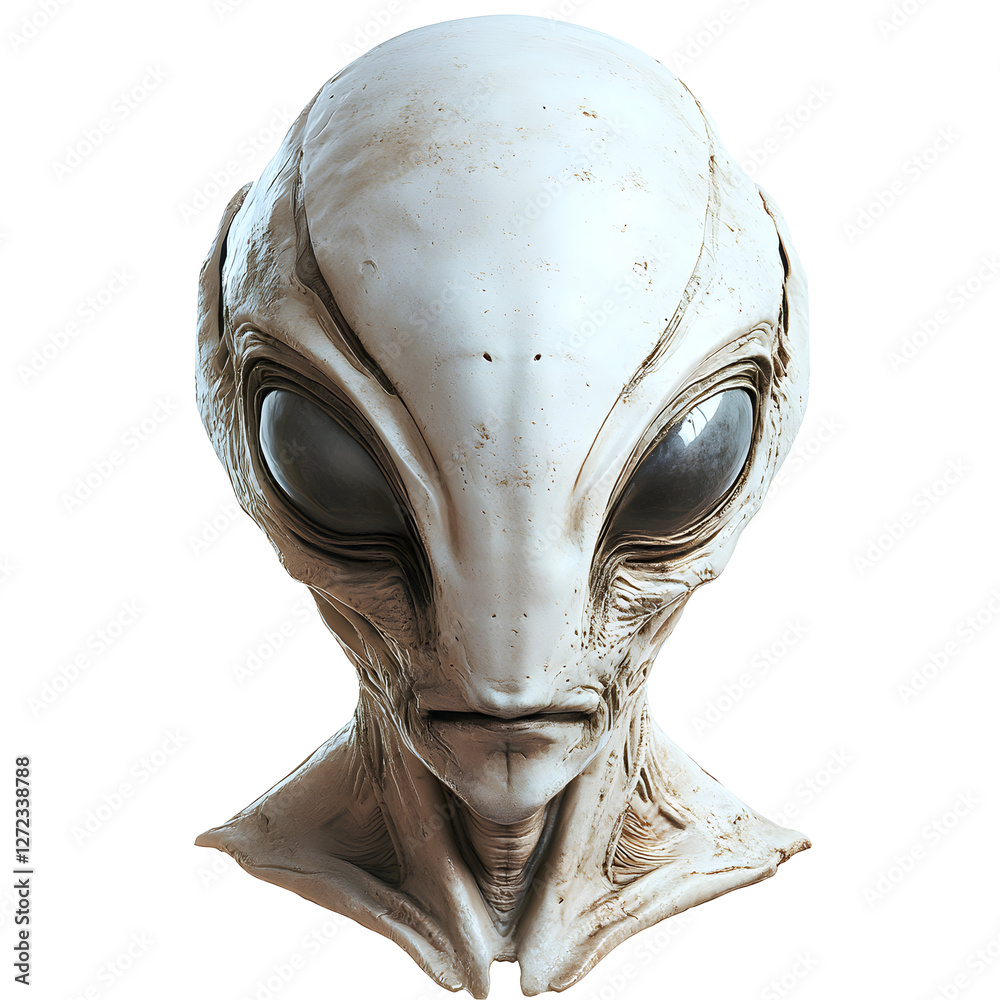 Naklejka premium Mysterious Figure With Elongated Head And Reflective Eyes In Bright Environment in Bright
