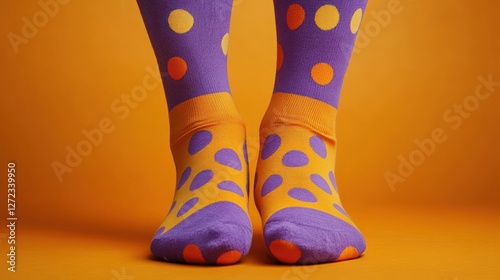 Colorful socks, orange studio, playful style