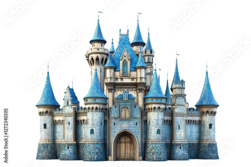 Magical castle adventure theme park digital art fantasy aerial view