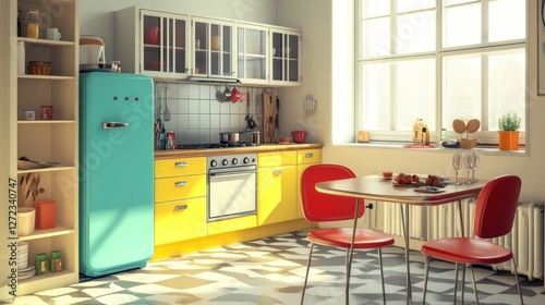 Sunny Retro Kitchen Interior Design
